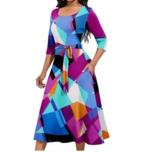 Magritta Square Neck Cute Spring
Dresses Loose Fit For Plus Size Women Sz 4XL
